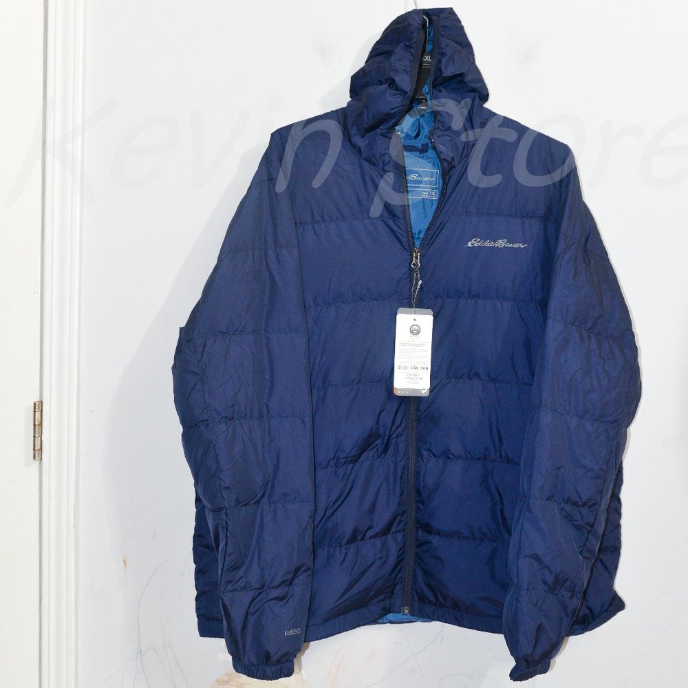 NWT Eddie Bauer Men's‎ Down Hooded Jacket BLue